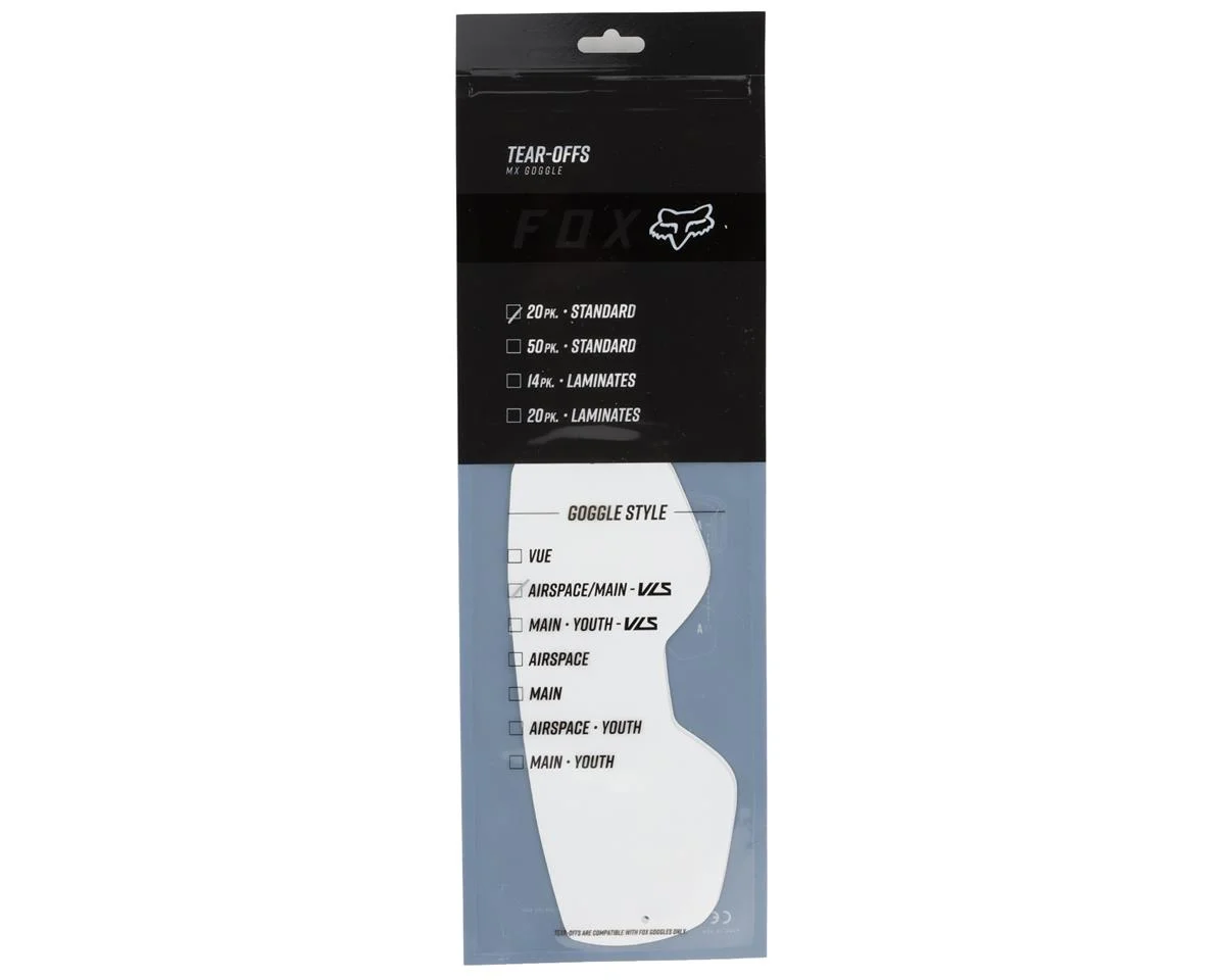 Fox Racing Airspace/Main VLS Tear Offs (Clear) (20 Pack) - view 2